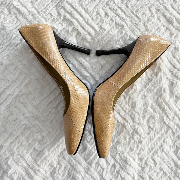 Lauren by Ralph Lauren Tan Snake Skin Pumps - Image 6