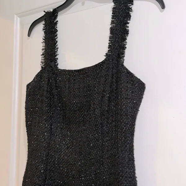 Meshki Black Sleeveless sparkly Sheath Mini cocktail Dress size small - Image 4