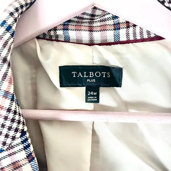 Talbots Multicolor Plaid Stripe Blazer Jacket Women’s Size 24 Classic Fit Preppy - Image 3