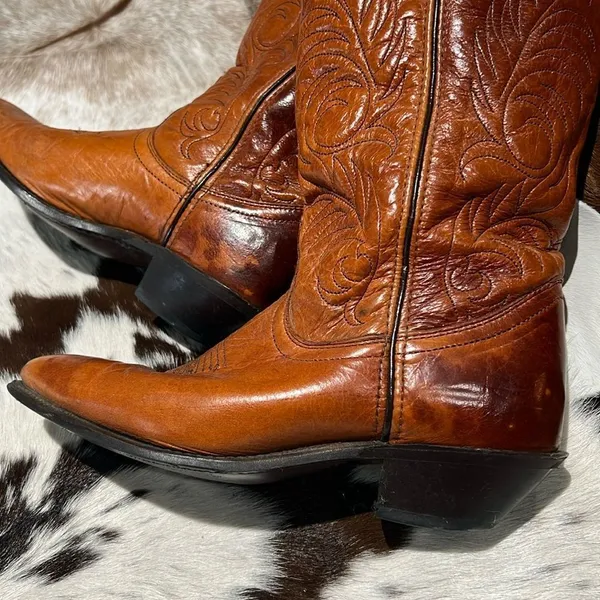 Vintage Real Leather Cowboy Boots Festival Rave Burning‎ Man T1 - Image 3
