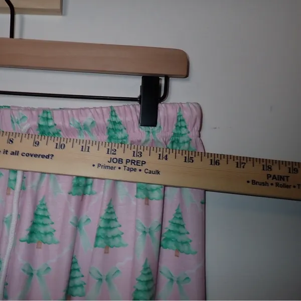 Brand New Coastal Mermaid Pajama Pants Holiday Christmas Trees Pink Bows size L - Image 8