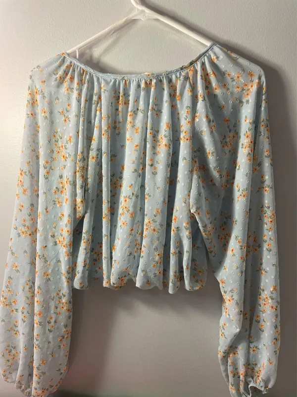 Altar'd State Floral Top Long Sleeve Blue - Image 2