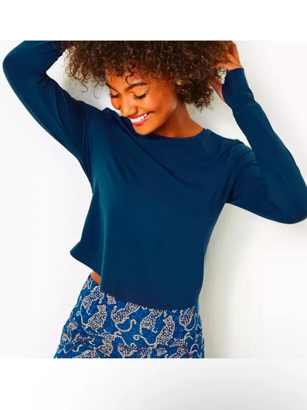 Lilly Pulitzer Small UPF 50+ Luxletic Emerie Active Tee Low Tide Navy - Image 9
