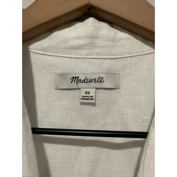 Madewell Womens Oversized Boxy 100% Linen Shirt Women Sz XS White Button Up - Image 3