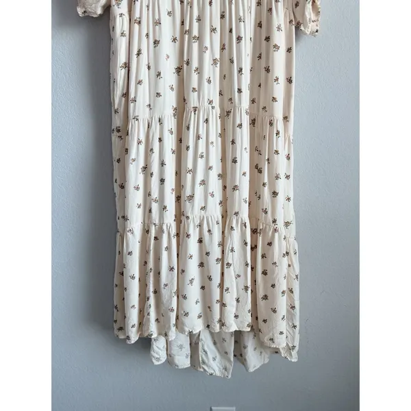 Torrid Cream Floral Button Challis Tiered Hi-Low Relaxed Maxi Dress‎ Women's 2X - Image 11