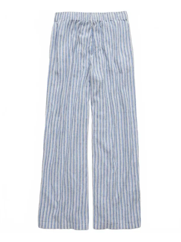 AE Weekend Vibes Linen-Blend Pull-On Pant American Eagle Blue Stripes NWT Medium - Image 3