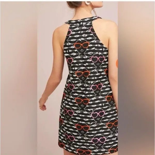 Hutch Dress Women Small Black White novelty print Sunglasses Shift halter Dress - Image 2