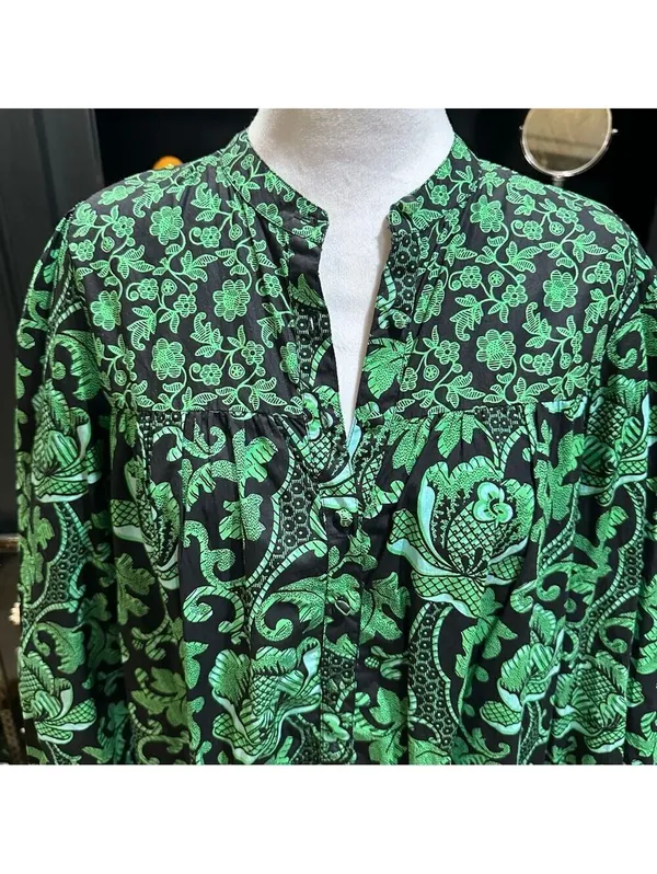 Tuckernuck Pink City Prints Green Floral Mid Length Dress Size Small - Image 2