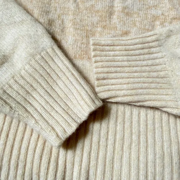 J.Crew 100% Cashmere marled sweater in stripe Henley Tan Cream Suze Sm - Image 8