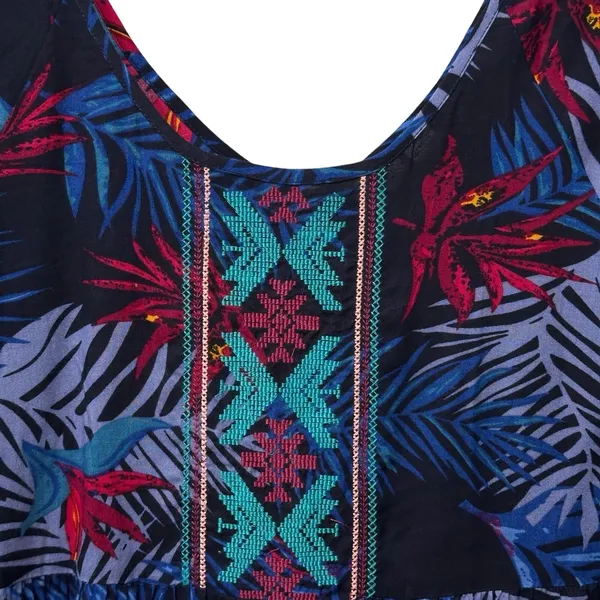 Roxy Size Small Tropical Print 3/4 Sleeve Mini Dress Atec Boho Swim Cover Up‎ - Image 2