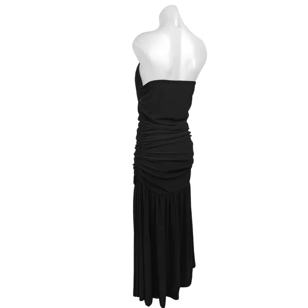 Pixie Market Women's Solid Ruched Black Strapless Flared Long Maxi Dress Size L Size L - Image 6