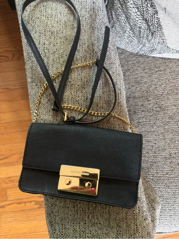 Michael Kors Black Crossbody with Gold-Tone Push Lock - Image 8