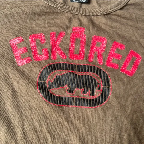 Vintage Y2K early 2000s Ecko Unlimited Brown Tee with Red Logo - Image 2