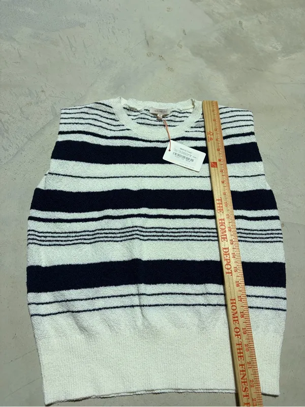 Skies are blue NWT terry cloth Striped Sweater tank navy medium MSRP$53 - Image 6