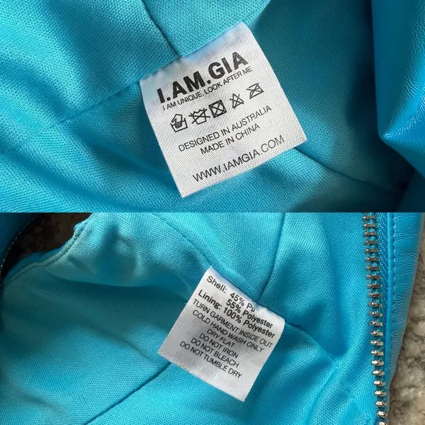 I.AM.GIA Isla blue vinyl top with zipper detailing size medium - Image 8