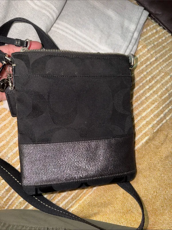 Y2K Coach Black Crossbody with Iridescent Pewter Panel - Image 5