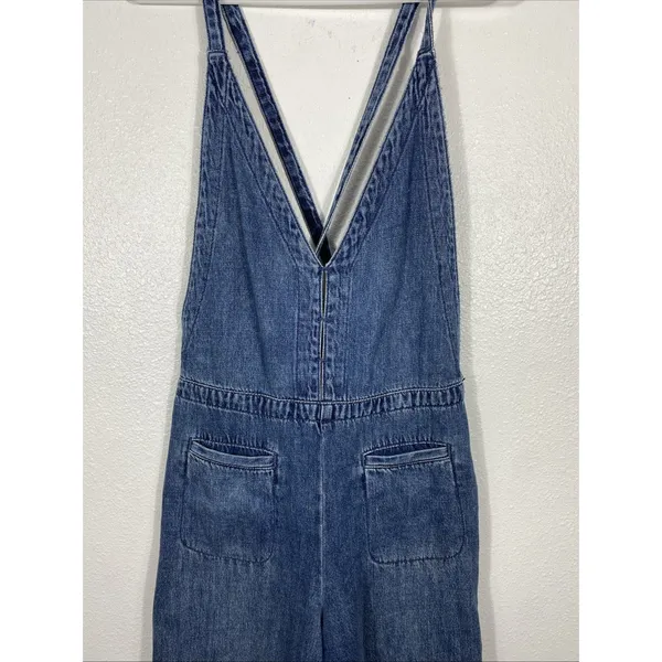 Free People We The Free Rambler Denim Wide Leg Overalls Jumpsuit Size 4W - Image 4
