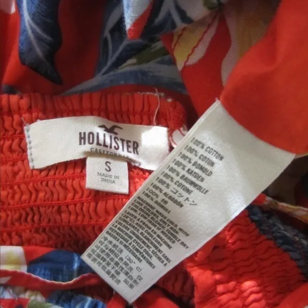 Hollister Red Tropical Floral Mini Dress Small | Hawaiian Aloha Sundress Strappy - Image 7