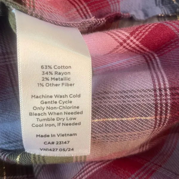 Talbots Button Up Shirt‎ Purple Plaid M - Image 10