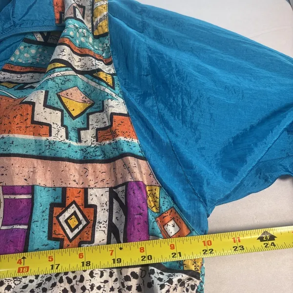 VTG Laura Katherine Medium Windbreaker Multi Color Aztec Lightweight Jacket 90's - Image 8