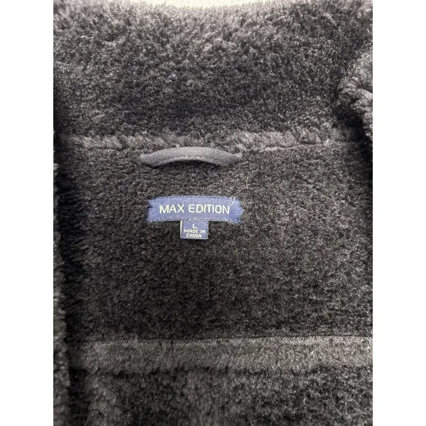 Max Edition Women's Faux Shearling Moto Oversized Biker coat in black. Size L - Image 6