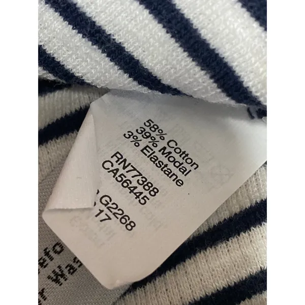 Madewell Women's Black White Striped Ribbed Knit Crew Neck Long Sleeve Top Sz S - Image 4