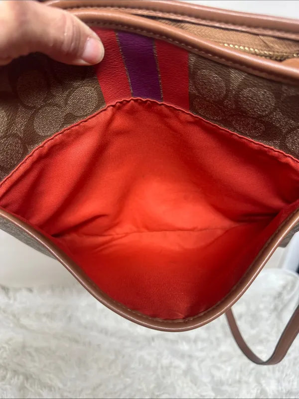 Coach Varsity Stripe Large File Rowan Crossbody Bag Purse - Image 8