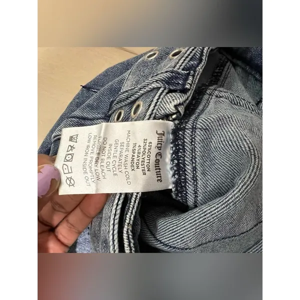 Juicy Couture NWT Size 25 XS Blue Denim Belted Cotton Cargo Miniskirt Retro Y2K - Image 10