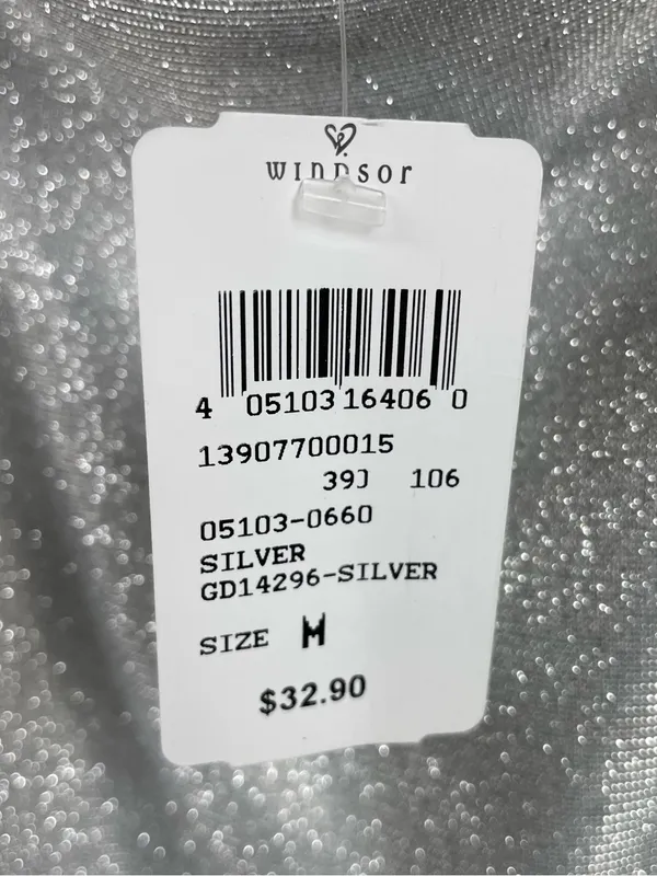 NEW Windsor Silver Glitter Sparkle Slip Dress with Cowl Neck Size Medium Fairy - Image 8