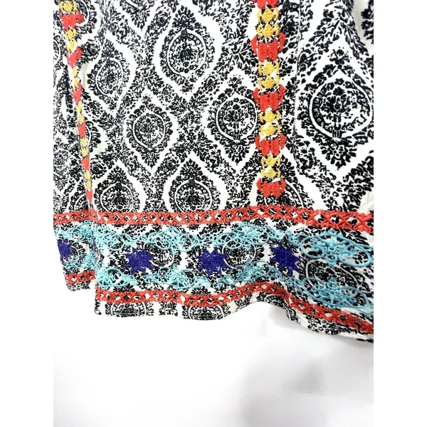 THML Damask Print Multicolor Embroidered Casual Tunic Dress Size Small FLAW - Image 6