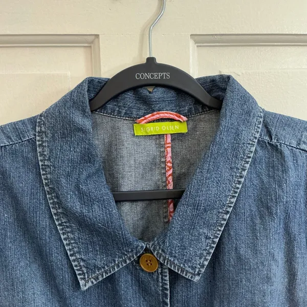 Sigrid Olsen Utility Denim Jacket XL Blue 100% Cotton Barn Chore Boho Coat Fall - Image 2
