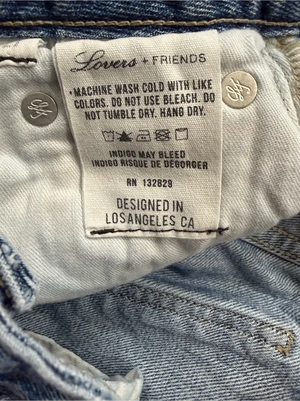 Lovers + Friends Distressed Straight Leg Raw Hem Jeans Medium Wash - Image 4