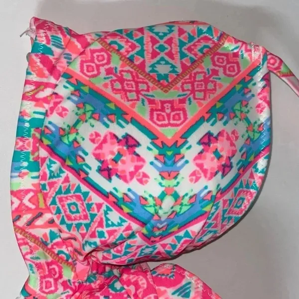 NWT Coco Rave‎ 32D Nixie lightly padded halter bright bikini top pink blue - Image 2