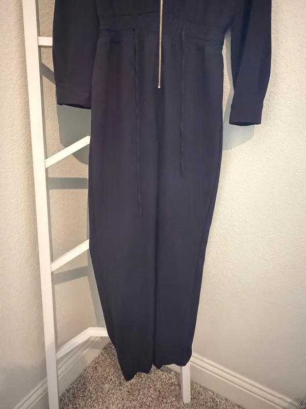 Women’s Navy with Gold-Zip Utility Jumpsuit - Image 6