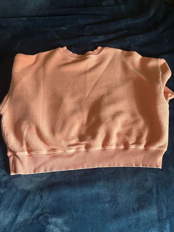 Aerie Coral Crewneck Ribbed Sweater Cropped Oversized Pullover - Image 6