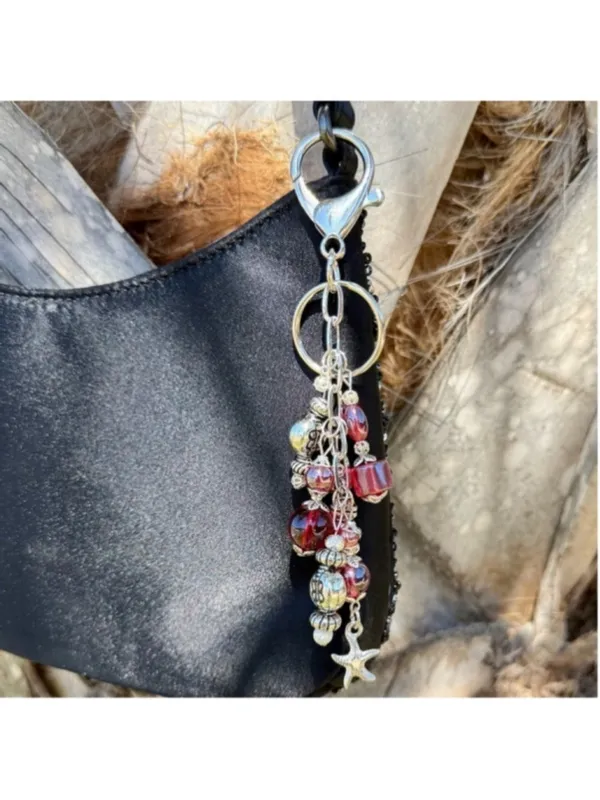 NEW One-of-a-Kind Crimson Tide Starfish Handmade Bag Charm Keychain (#15) - Image 2