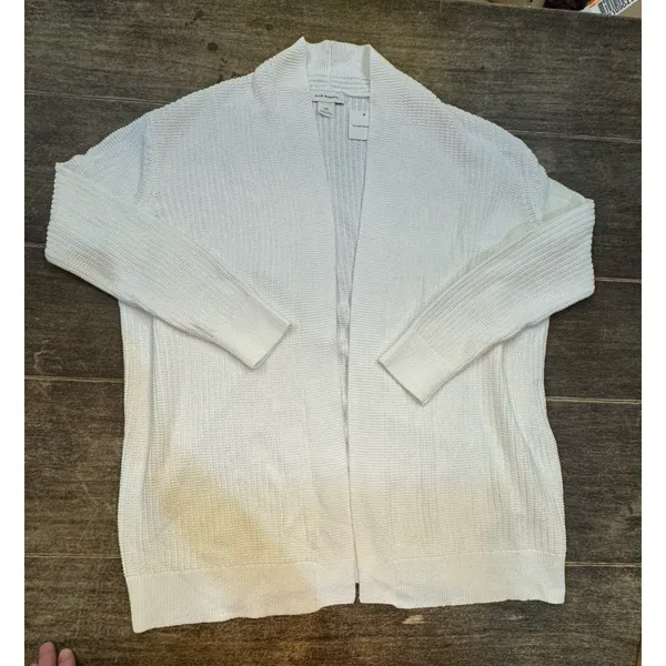 CLUB MONACO WOMEN'S Essential Summer Cardigan WHITE Size Large Longline Open - Image 2