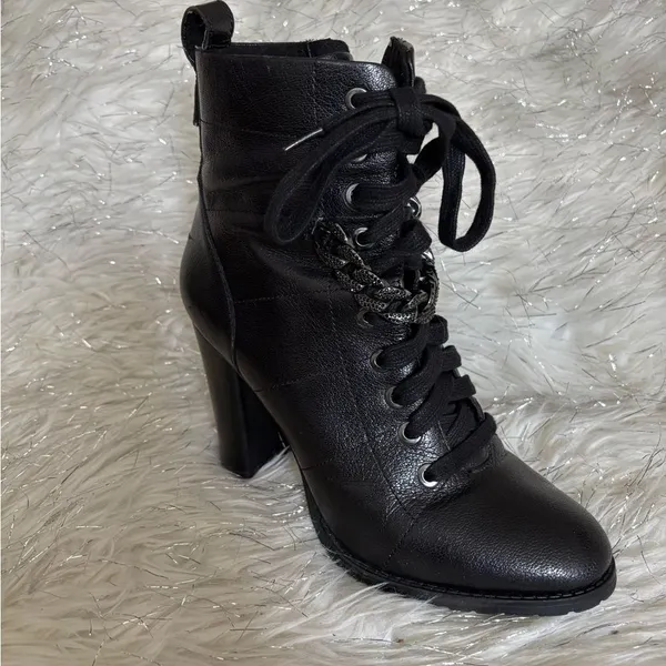 Karl Lagerfeld Black Jade Lace-Up Boots with Side‎ Zipper Size 7M/ 37.5B - Image 12