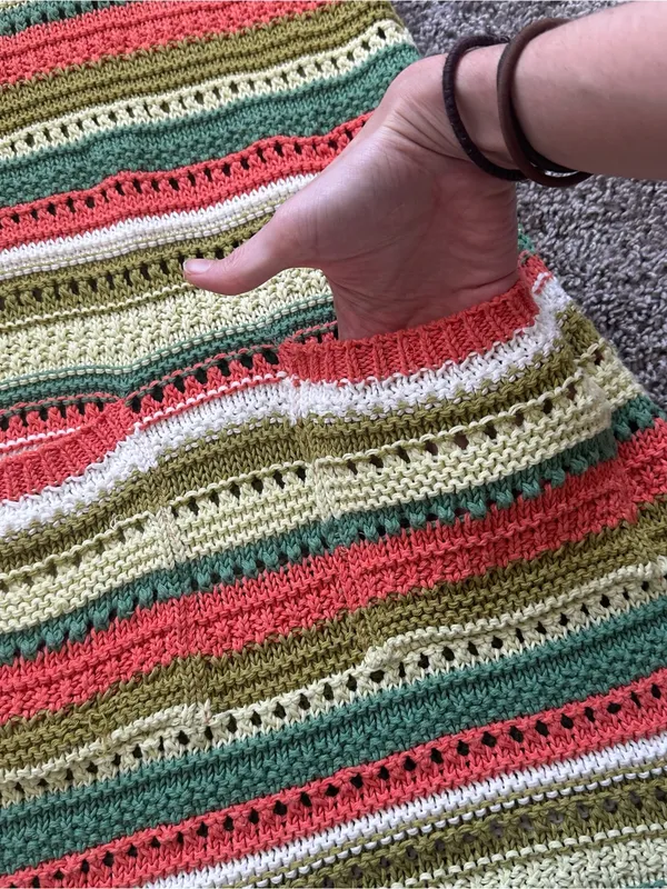 Zara Sleeveless Striped Knit Mini Dress in Coral, Green & Cream - Image 3