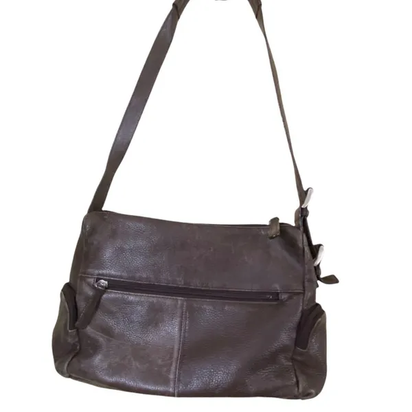 Vintage Stone Mountain Brown Leather Shoulder Bag - Image 3