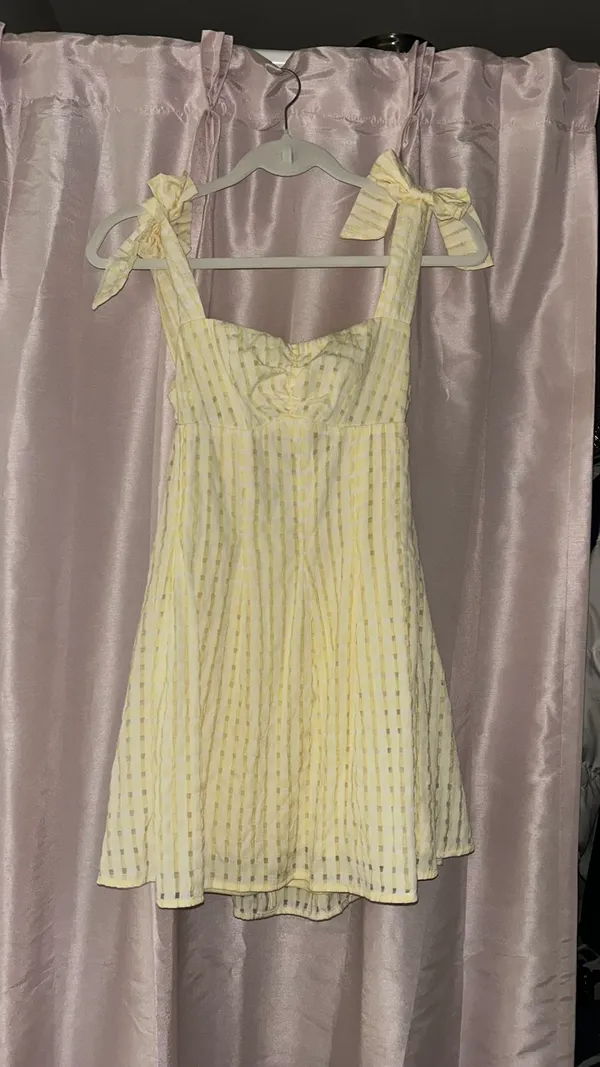 American threads yellow gingham mini dress - Image 4