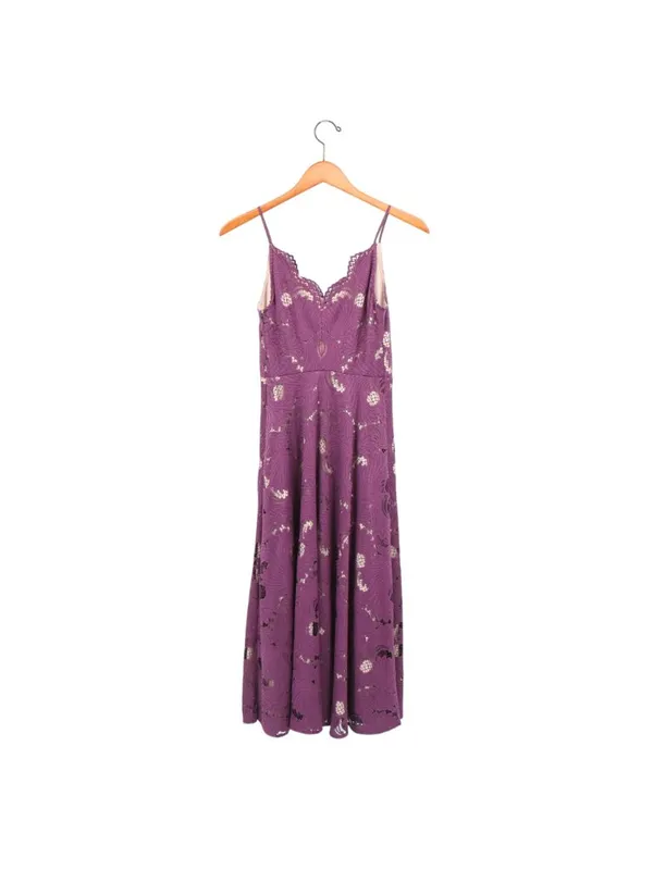 Anthropologie Moulinette Soeurs Scalloped Lace Eyelet Midi Dress Purple 0 - Image 7