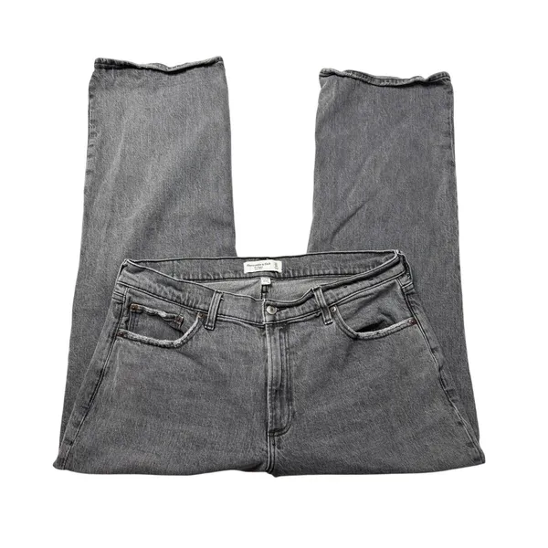 Abercrombie Curve Love The Baggy Low Rise Gray Jeans Size 32 14S - Image 3