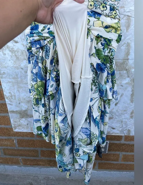 Abercrombie & Fitch High Neck Ruched Tiered Maxi Dress size XS - Image 5