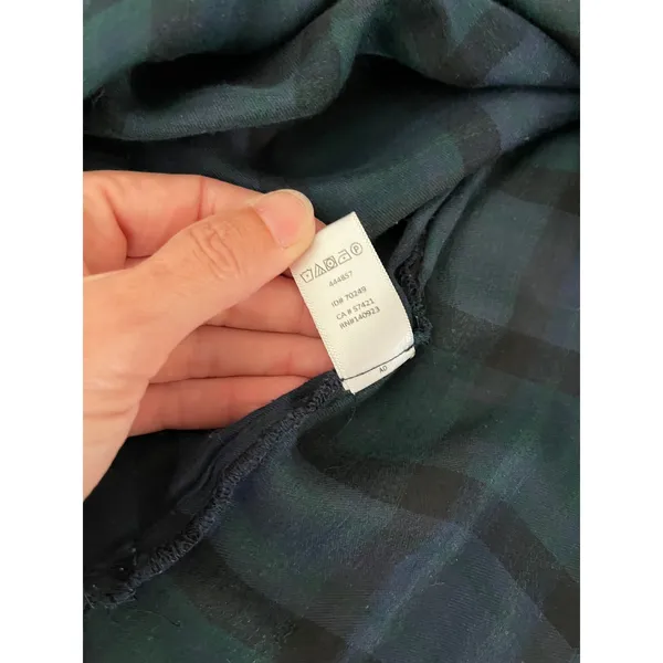 Loft Tartan Plaid Long Sleeve Blouse Medium Green Navy Blue Holiday Preppy Academia - Image 9