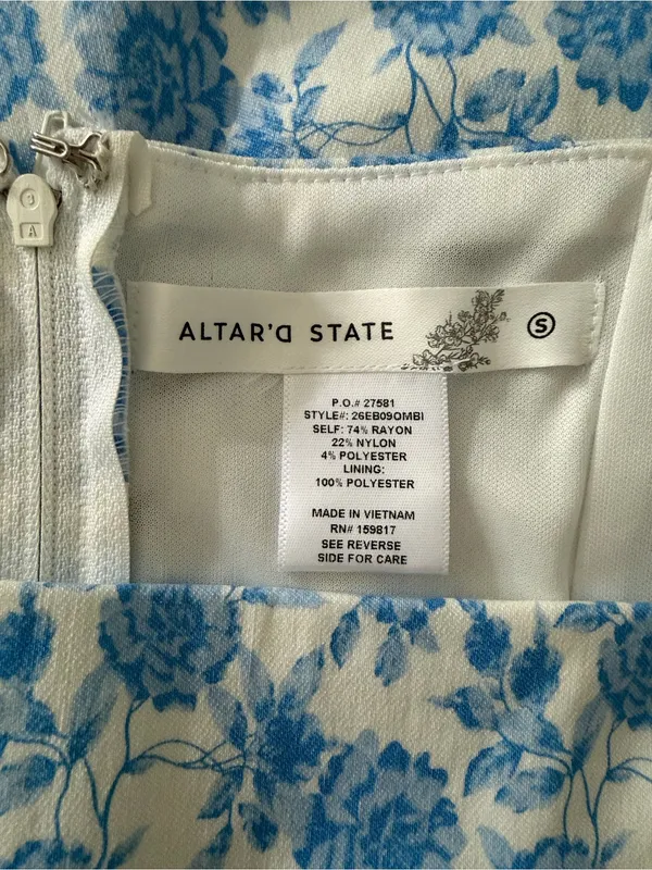 Altar’d State Blue Floral Tie-Shoulder Mini Dress - Image 3