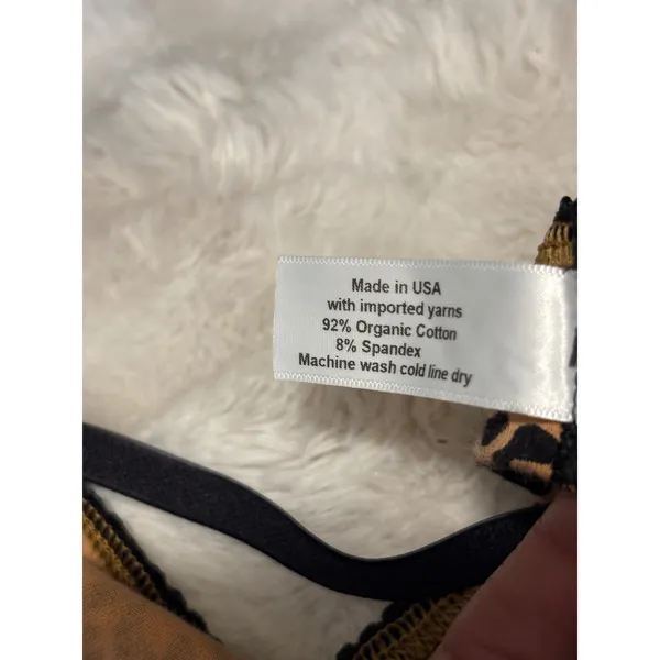 Q-NOVA Organic Cotton Leopard Print Triangle Bralette Adjustable Straps NWT - Image 4