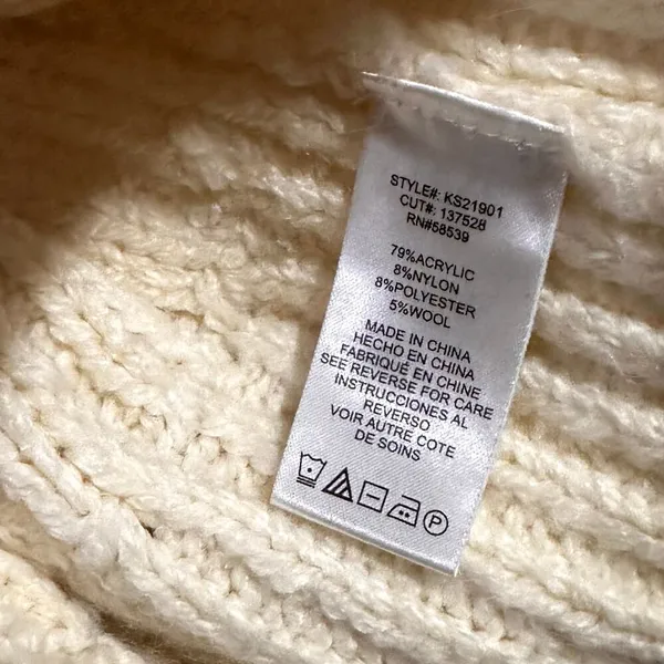 Kut From The Kloth Leona Ribbed Turtleneck Sweater Womens M Ivory Chunky Knit - Image 8