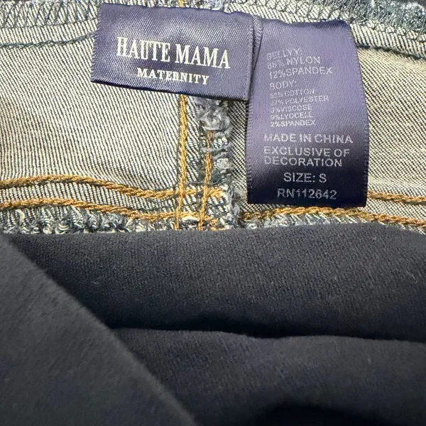 Haute Mama Maternity Skinny Jeans Womens Size S Blue Stretch Distressed Denim - Image 4