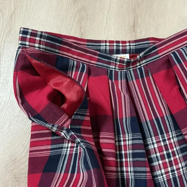 Pendleton Plaid Wool Skirt Size‎ 10 Red Navy White Pleated Midi Preppy - Image 7